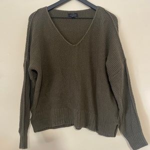 Lucky Brand Knitted Army Green V-Neck Sweater | Size Medium